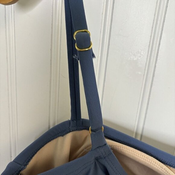 Kona Sol Two-Tone Blue Color Block 1-piece Womens XL Criss Cross Back Swimsuit - Picture 5 of 9